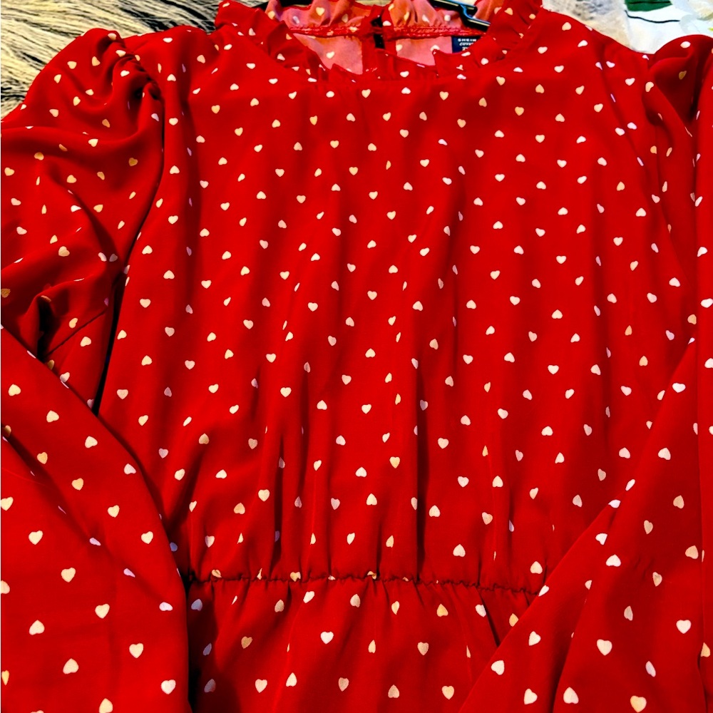 SHEIN Red Heart Print Dress